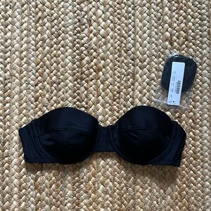 NWT J Crew black strapless bikini top 34B